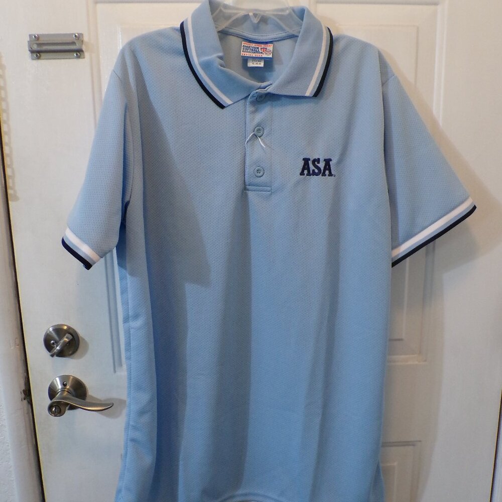AMATEUR SOFTBALL ASSOCIATION ( ASA ) EMBROIDERED UMPIRE POWER BLUE SHIRT